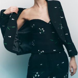 Zara Embroidered  Flower Textured Bustier Corset
